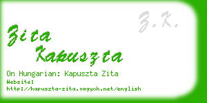 zita kapuszta business card